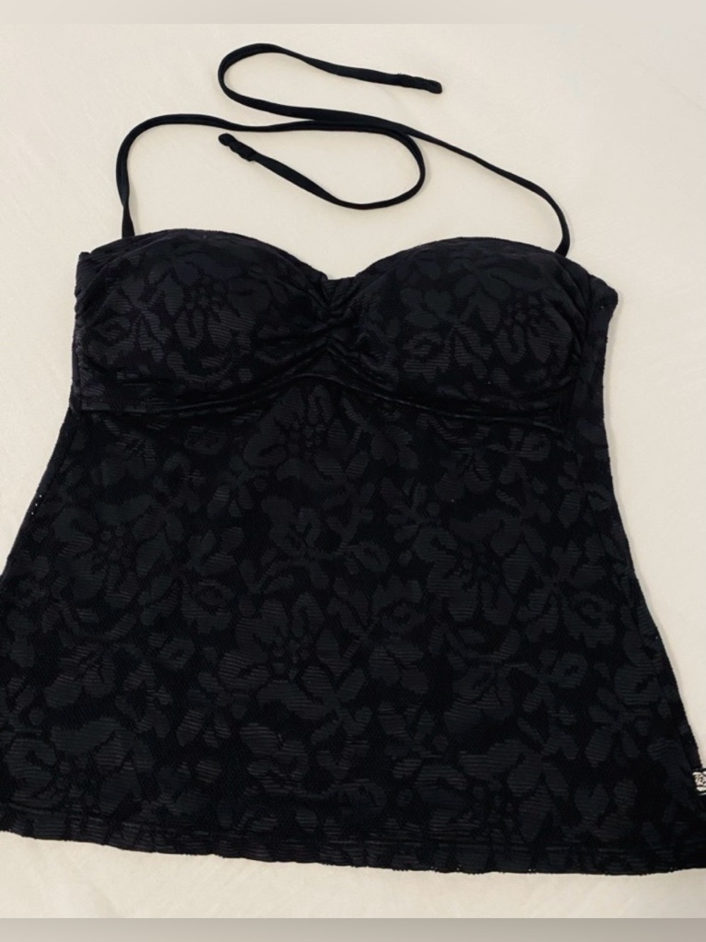 Aerie Black Floral Lace Tankini, Size Small